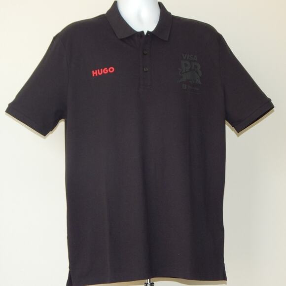 NWT HUGO BOSS x Running Bulls Formula One Team Pique Polo Shirt Black Men’s XL - Picture 2 of 7